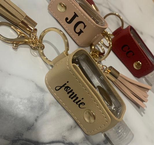 Pink Personalised Refillable Sanisiter Keyring