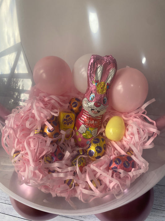 Easter Bunny Stuffed Balloon WITH CHOC PINK