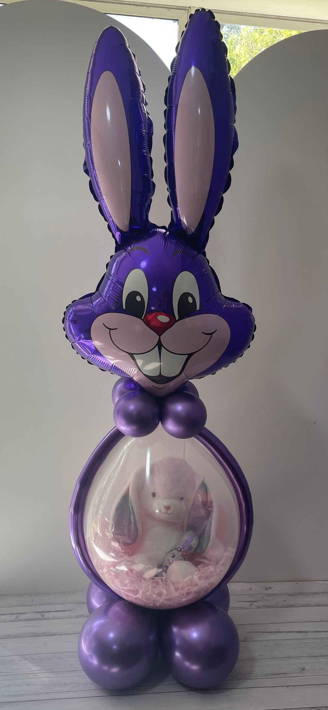 Easter Bunny Stuffed Balloon WITH CHOC PURPLE