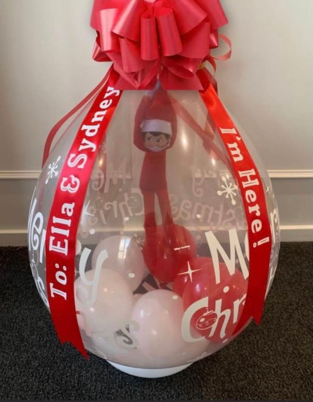 Elf Arrival Balloon with GIRL Elf RIBBON