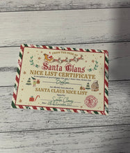 Load image into Gallery viewer, Santa Nice List Certificate and Medal
