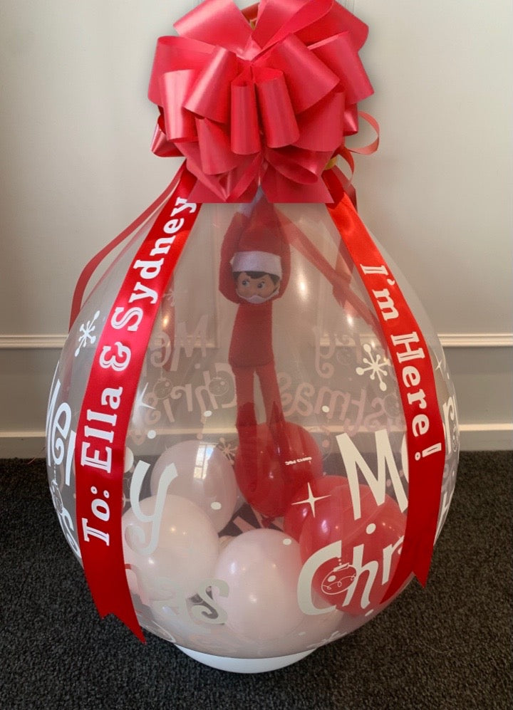 Elf Arrival Balloon with BOY Elf RIBBON